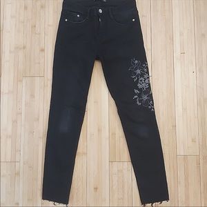 Zara embroidered denim